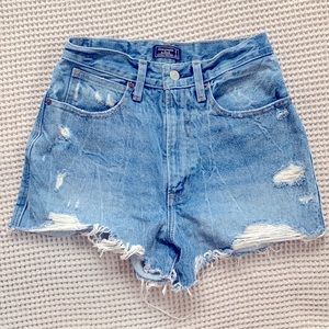 Abercrombie High Waisted Shorts, Medium Wash